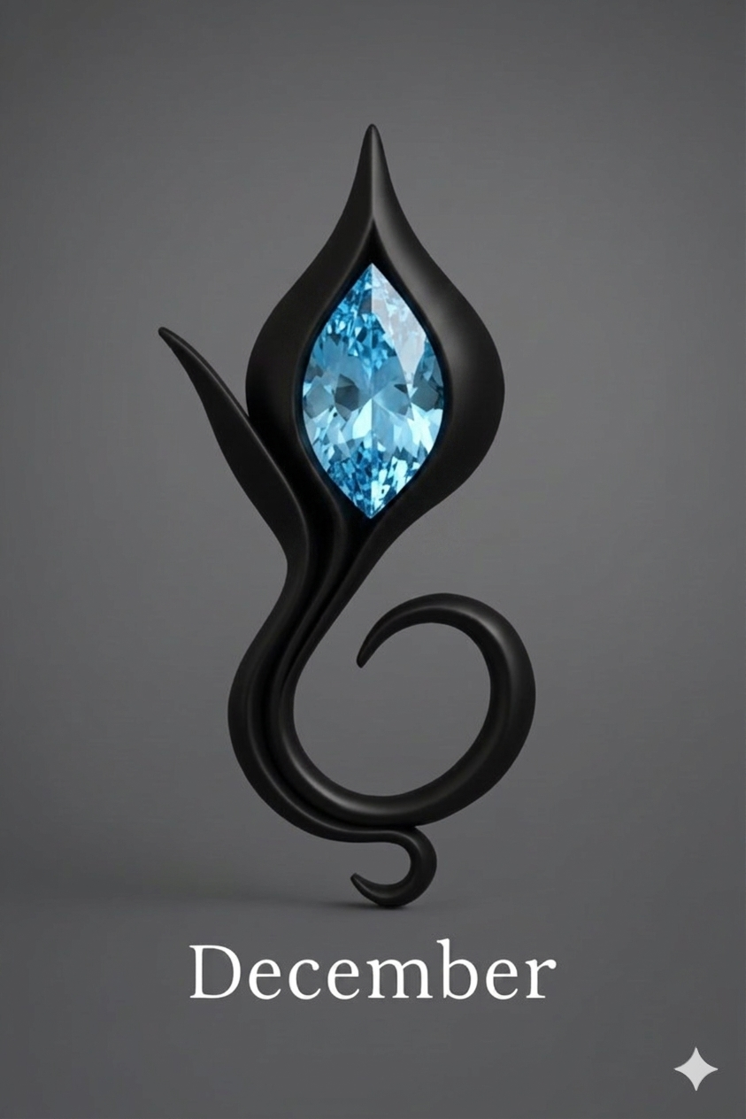 December Blue Topaz — Black Rhodium
