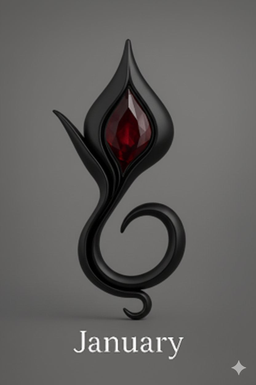 January Garnet — Black Rhodium
