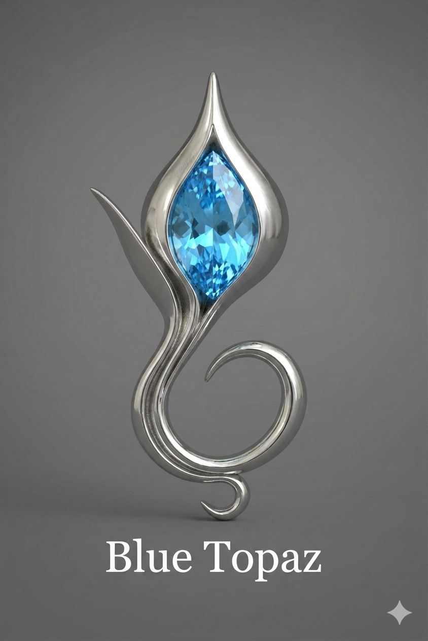 December Blue Topaz — .935 Argentium Silver
